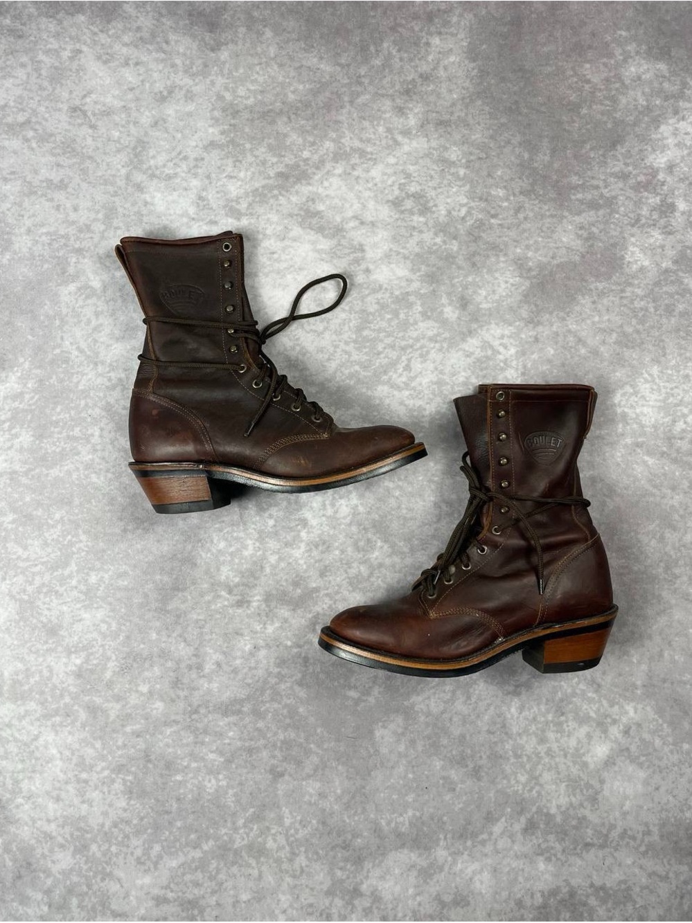 [314] BOULET MEN'S LACE-UP LEATHER PACKER BOOTS 9 Size